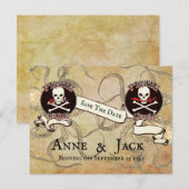 Piratenbruiloft "Save the Date" Briefkaart (Voorkant / Achterkant)