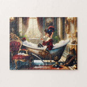 Piratendame badkuip Victoriaans nautisch bad decor Legpuzzel