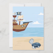 Piratenfeest Uitnodiging met Cute Turtle en Schip (Achterkant)