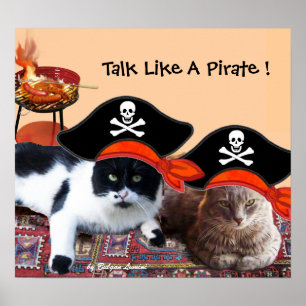 PIRATENKATJEN ,Praat als een Piraat Dag Bbq Feest Poster