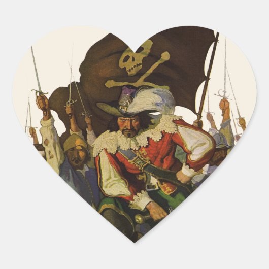 Piratenleven Wyeth Illustratie Hart Sticker (Voorkant)