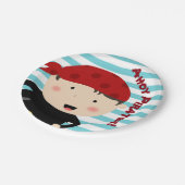 Piratenontwerp met gestreepte achtergrond papieren bordje (Gekanteld)