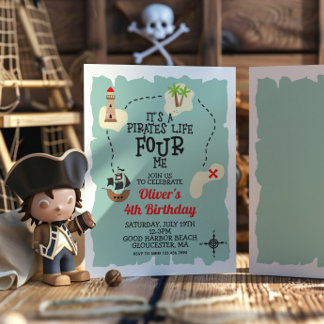 Piratenschatkaart 4e verjaardag kaart