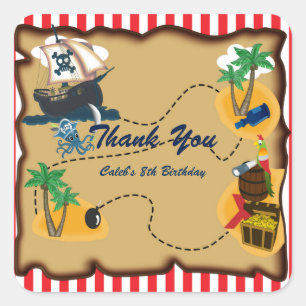 Piratenschatkaart verjaardagsfeest favor stickers