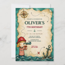 Piratenschatkaart verjaardagsuitnodiging