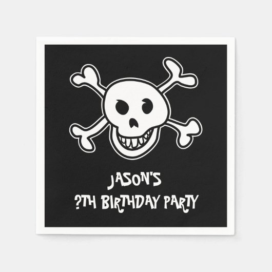 Piratenschedel en gekruiste beenderen Verjaardagsf Servetten (Voorkant)