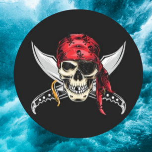 piratenschedel met gekruiste botten ronde sticker