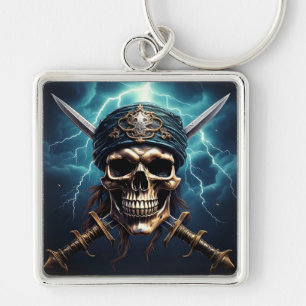 Piratenschedel met zwaarden Sleutelhanger