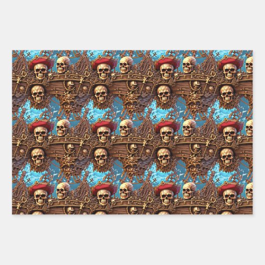 Piratenschedel muiterij hoge zeeen piratenschip inpakpapier vel (Voorkant 2)