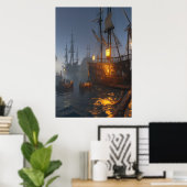 piratenschepen op het zee | AI Art Poster (Thuiskantoor)