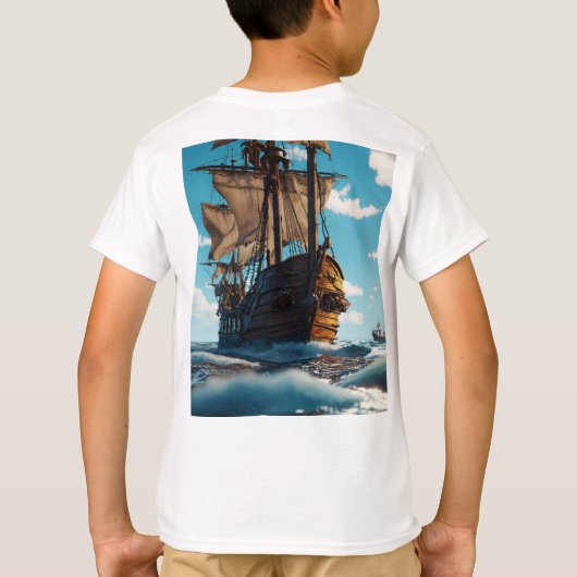 Piratenschip avontuur 3D animatie T-shirt (Achterkant)