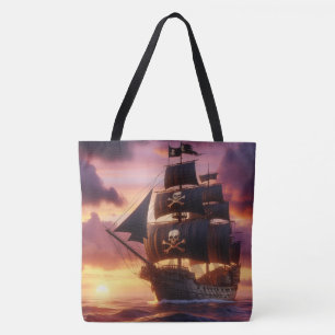 Piratenschip bij zonsopgang/zonsondergang draagtas
