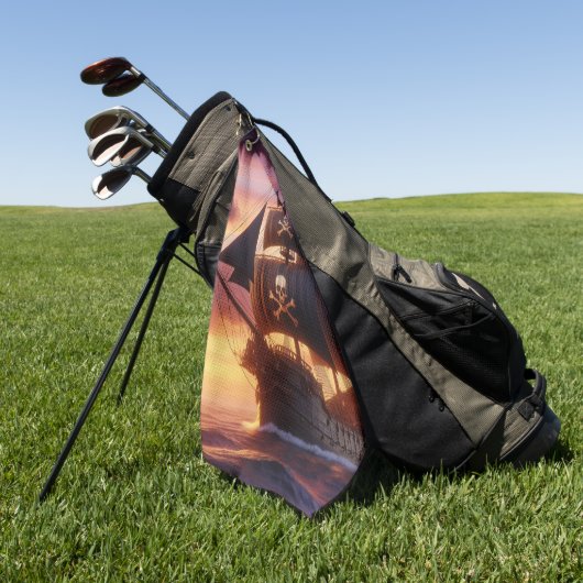 Piratenschip bij zonsopgang/zonsondergang golfhanddoek (Groen)