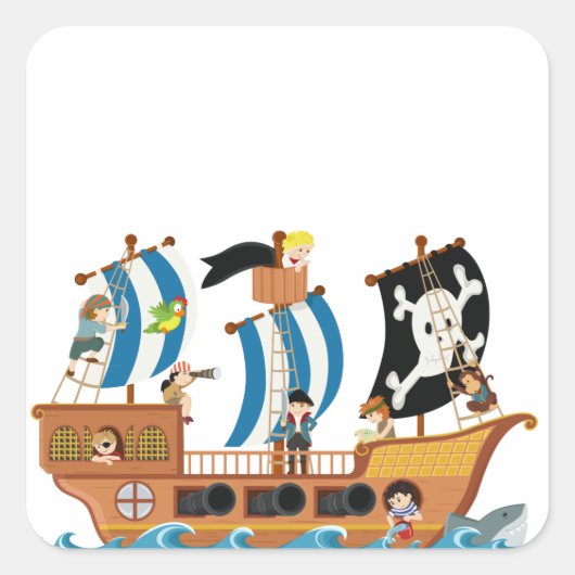 Piratenschip corsair vierkante sticker (Voorkant)