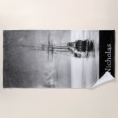 Piratenschip Custom Name Fun Strandlaken (Voorkant)