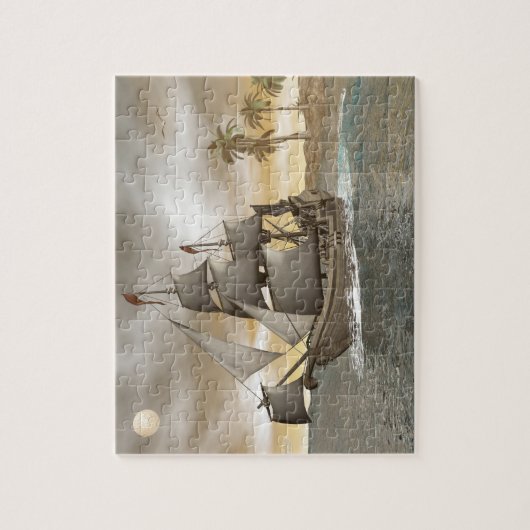 Piratenschip dat vertrekt - 3D render.j Legpuzzel (Verticaal)