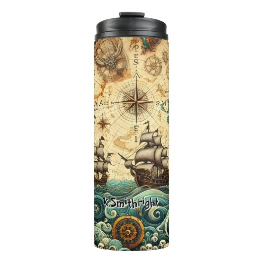 Piratenschip en Zee Dragons Thermosbeker (Voorkant)