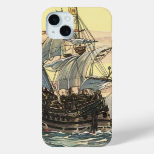 Piratenschip, Galleon Sailing on the Ocean iPhone 15 Mini Hoesje