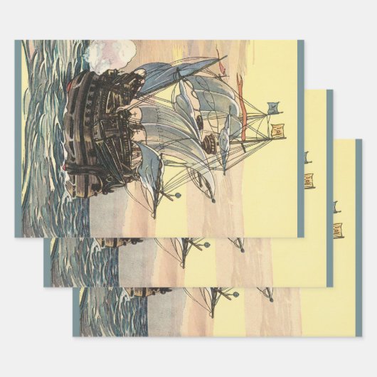  Piratenschip, Galleon Sailing on the Ocean Inpakpapier Vel (Set)