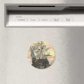 Piratenschip, Galleon Sailing on the Ocean Magneet (Insitu (Vaatwasser))