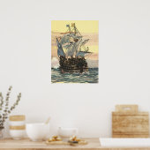 Piratenschip, Galleon Sailing on the Ocean Poster (Keuken)