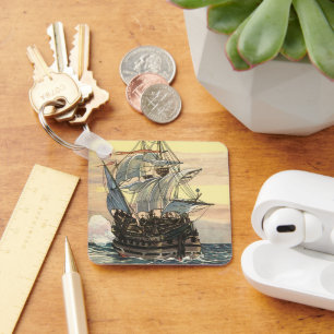  Piratenschip, Galleon Sailing on the Ocean Sleutelhanger