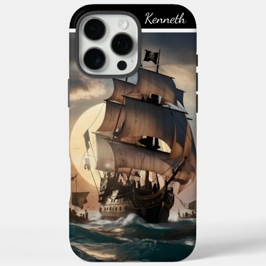 Piratenschip in stormachtige Zeeen Case-Mate iPhone Case (Achterkant)
