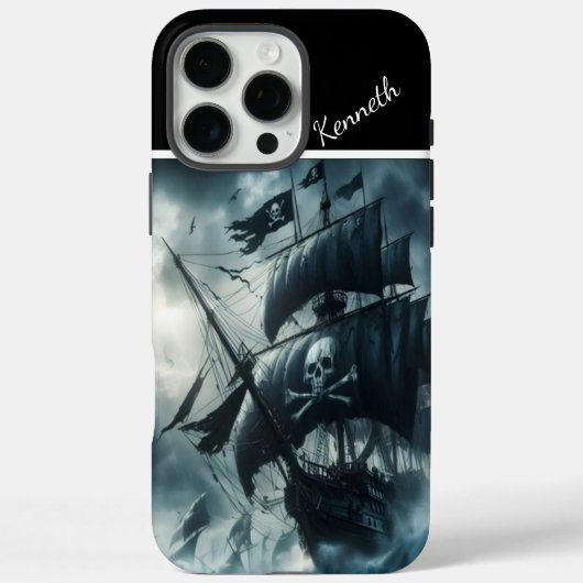 Piratenschip in stormachtige Zeeen Case-Mate iPhone Case (Achterkant)