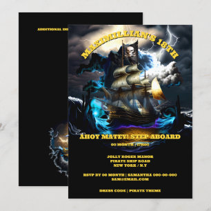 Piratenschip Jolly Roger vlag nacht storm ahoy mat Kaart