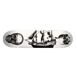 Piratenschip met twee naar buiten gerichte schedel skateboard