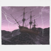 PIRATENSCHIP OP RUWE ZEEEN FLEECE DEKEN (Voorkant (Horizontaal))