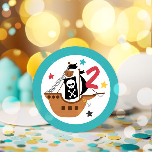 Piratenschip Pirate Treasure Verjaardagsfeest Ronde Sticker