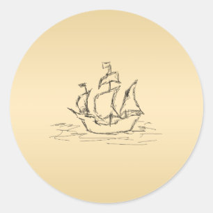 Piratenschip. Ronde Sticker