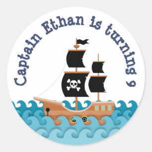 Piratenschip Ronde Sticker
