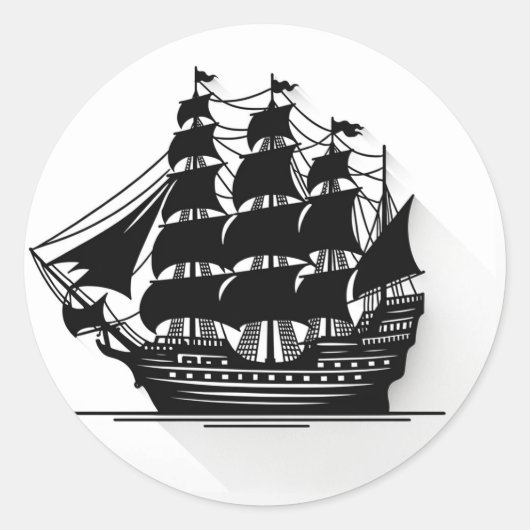 Piratenschip Schat Jacht Verjaardagsfeest Ronde Sticker (Voorkant)