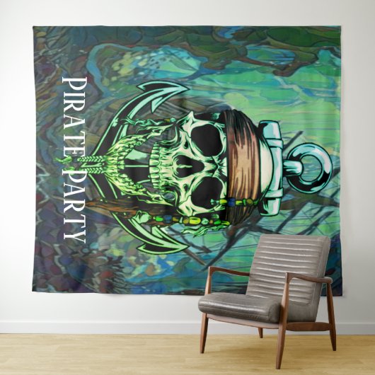 Piratenschip schedel achtergrond  wandkleed (In Situ (horizontaal))