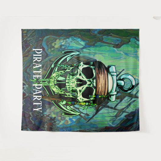 Piratenschip schedel achtergrond wandkleed (Voorkant (horizontaal))