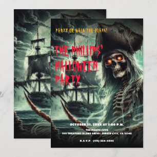 Piratenschip Spook Halloween Kostuum Feestje Kaart