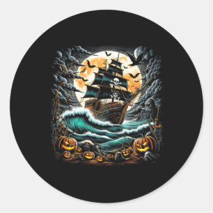 Piratenschip Storm Halloween Boot Kapitein Varend Ronde Sticker