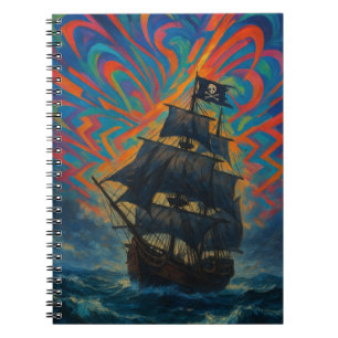 Piratenschip te midden van stormachtig Zee Notitieboek