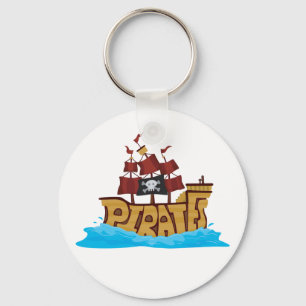 Piratenschip Typografie met Schedel Vlag Sleutelhanger