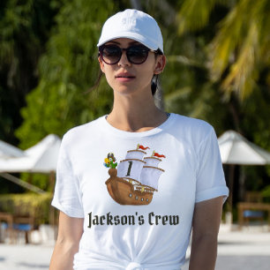Piratenschip Verjaardag Naam & Leeftijd Vrouwen T-shirt