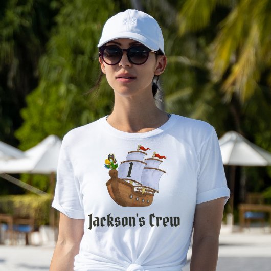 Piratenschip Verjaardag Naam & Leeftijd Vrouwen T-shirt