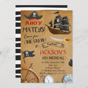 Piratenschip Verjaardag Uitnodigen Kaart