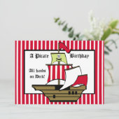 Piratenschip Verjaardagsreis Red Stripe Kaart (Staand voorkant)