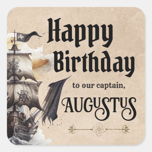  Piratenschip Vierkante Sticker (Voorkant)