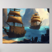 Piratenschip Zeilschip Poster (Voorkant)