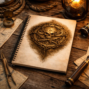 Piratenschrift met vervloekte munt – Oud perkament Notitieboek