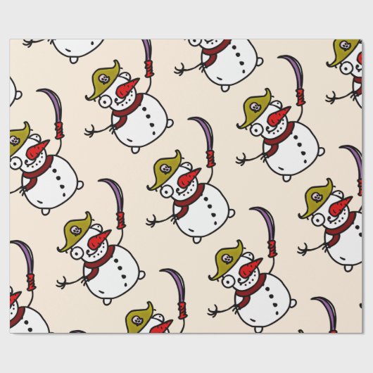 piratensnowman vrolijk kerstfeest cadeaupapier (Vlak)