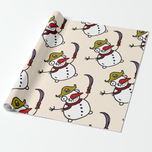 piratensnowman vrolijk kerstfeest cadeaupapier